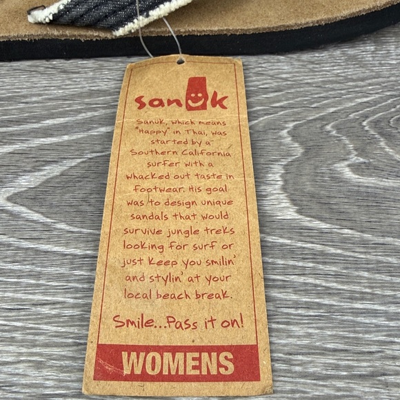 Sanuk Fraidy Cat Women’s Sz 10/EU 41 Black White Tan Slip On Flip Flop Sandals - Picture 13 of 13